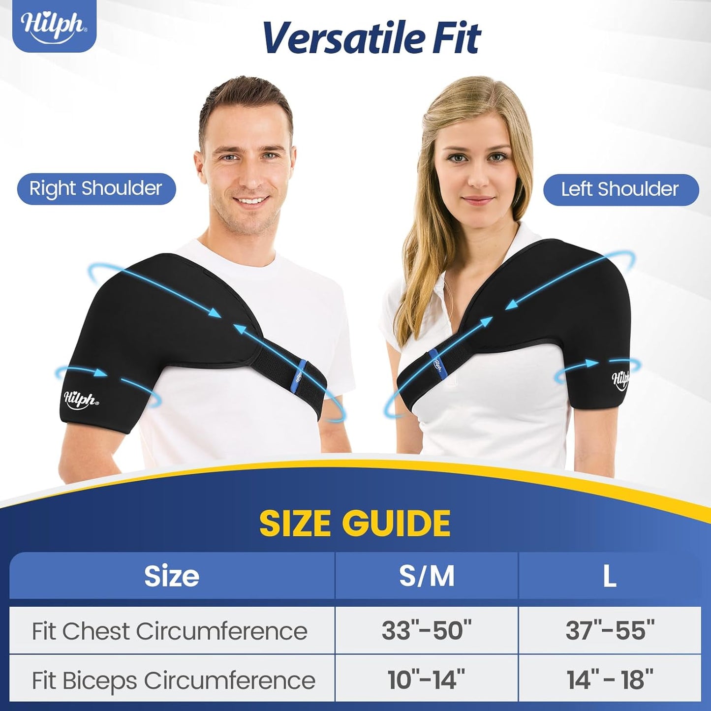 Shoulder Ice Pack Wrap for Rotator Cuff & Arm, Double-Layer Gel Shoulder Cold Therapy Wrap with Compression for Targeted Area, Easy to Put on & Take Off, Flexible Fit for Men & Women, Medium