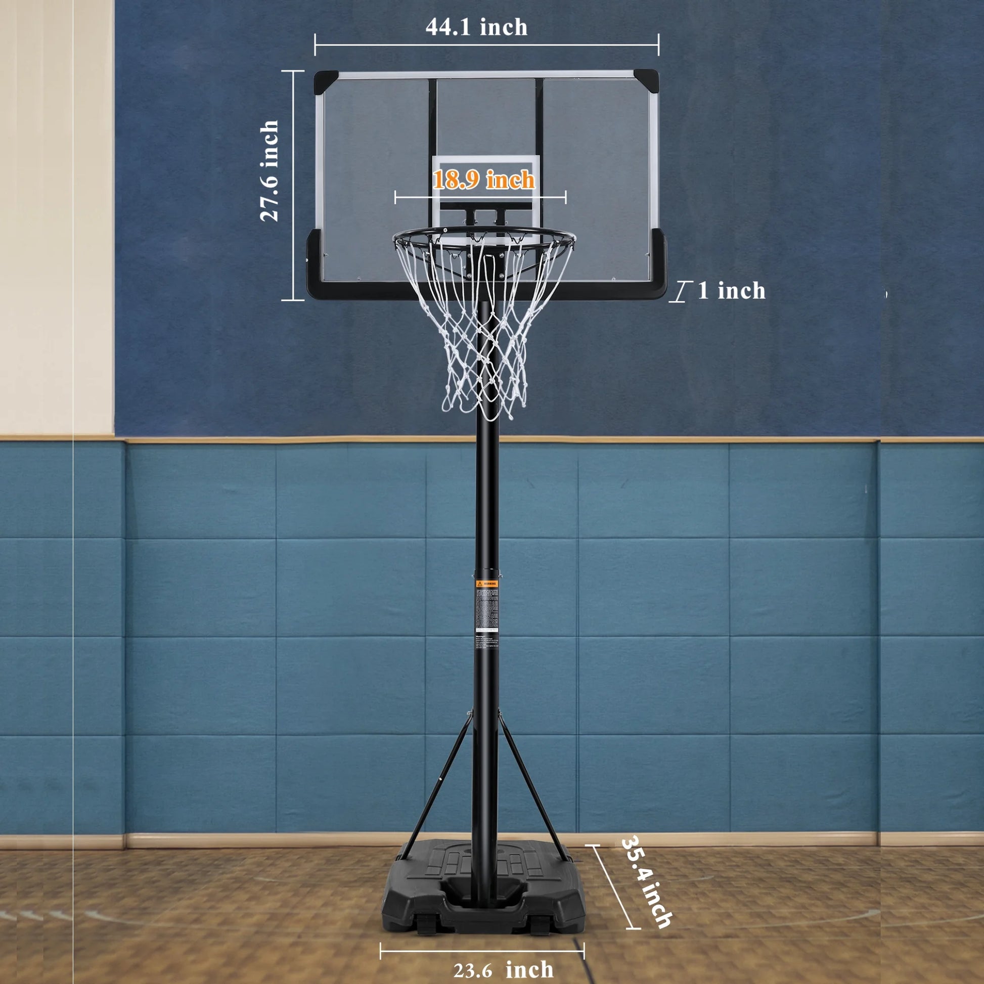 44" Basketball Hoop Portable Basketball System with Adjustable Height with Big Backboard & Large Base for Youth Adults Family Indoor Outdoor