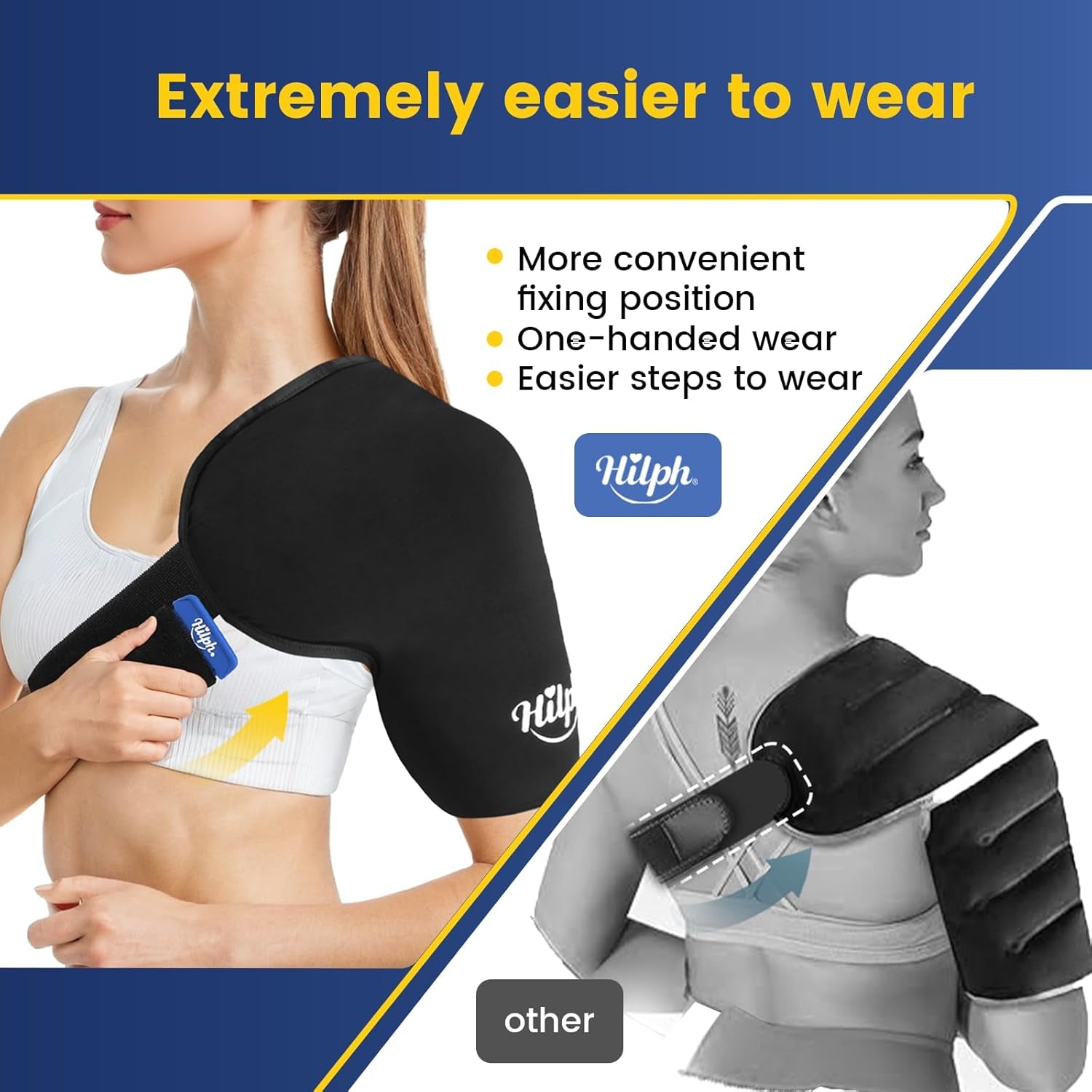 Shoulder Ice Pack Wrap for Rotator Cuff & Arm, Double-Layer Gel Shoulder Cold Therapy Wrap with Compression for Targeted Area, Easy to Put on & Take Off, Flexible Fit for Men & Women, Medium