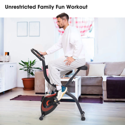Exercise Bike Folding Stationary Bike Recumbent Exercise Bike Machine Home with LCD Monitor Phone Holder Portable