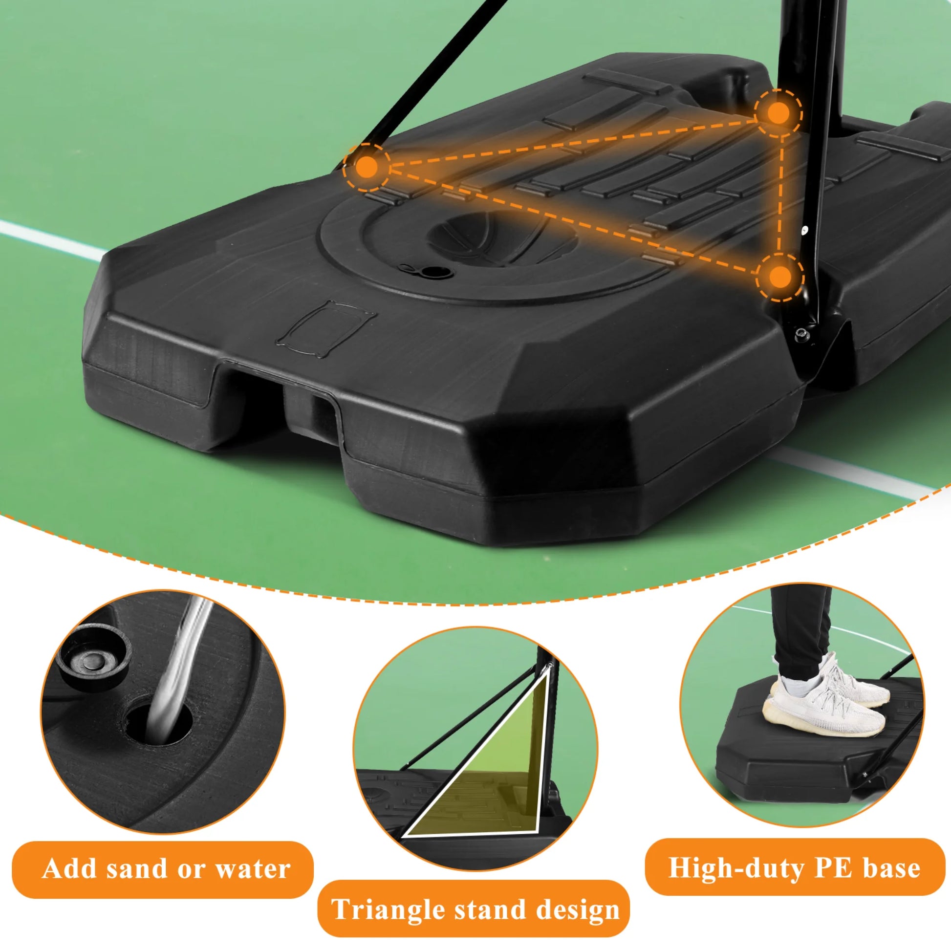 44" Basketball Hoop Portable Basketball System with Adjustable Height with Big Backboard & Large Base for Youth Adults Family Indoor Outdoor
