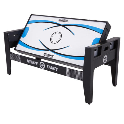72" 4 in 1 Multi-Game Swivel Table with Air-Powered Hockey, Table Tennis, Billiards, and Launch Football