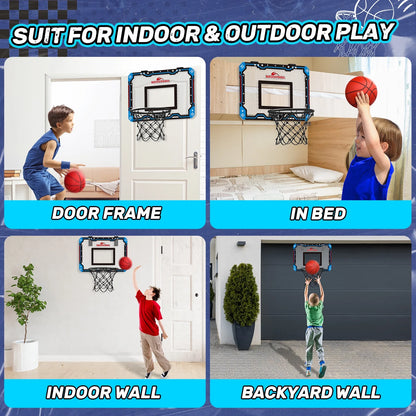 Basketball Hoop for Kids, over the Door Mini Basketball Hoops, Indoor Basketball Set for with 4 Balls, Kids Basketball Toy Gifts for Kids Boys Teens
