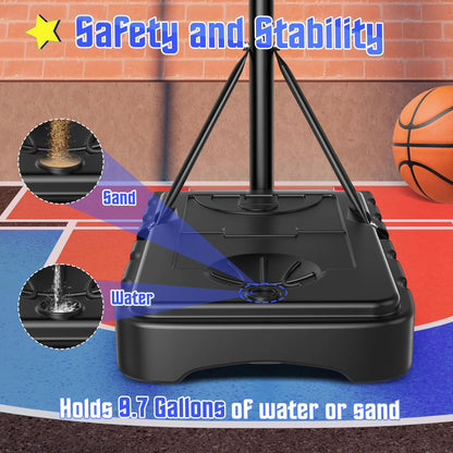 33In Portable Basketball Hoop Outdoor, 5-7Ft Height Adjustable Basketball Goals for Kids Toddlers Play Outdoor
