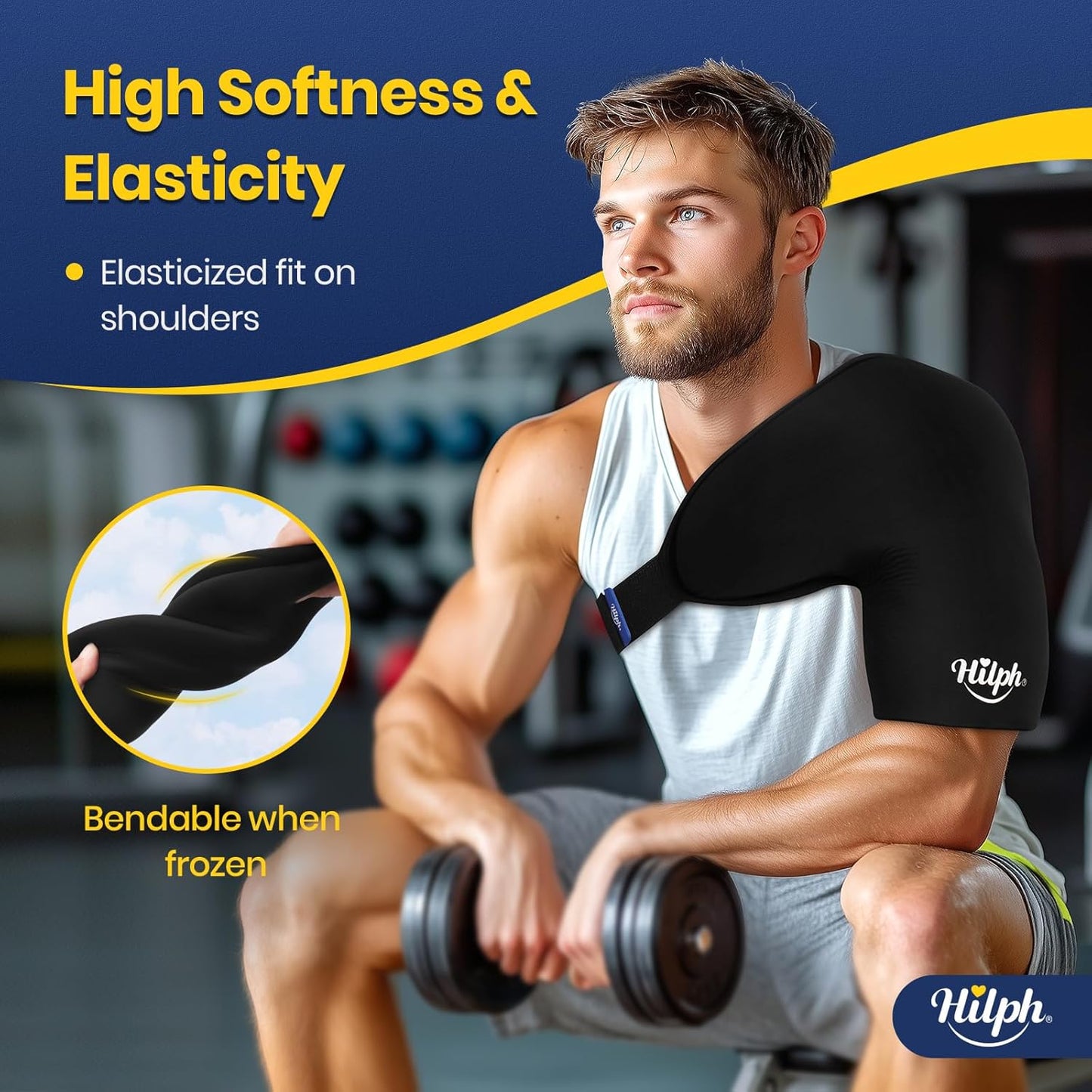 Shoulder Ice Pack Wrap for Rotator Cuff & Arm, Double-Layer Gel Shoulder Cold Therapy Wrap with Compression for Targeted Area, Easy to Put on & Take Off, Flexible Fit for Men & Women, Medium