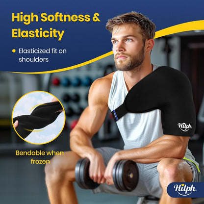 Shoulder Ice Pack Wrap for Rotator Cuff & Arm, Double-Layer Gel Shoulder Cold Therapy Wrap with Compression for Targeted Area, Easy to Put on & Take Off, Flexible Fit for Men & Women, Medium