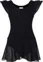 Girls’ Ballet Dance Leotards with Flutter Sleeve Petal Skirt and Bowknot Back
