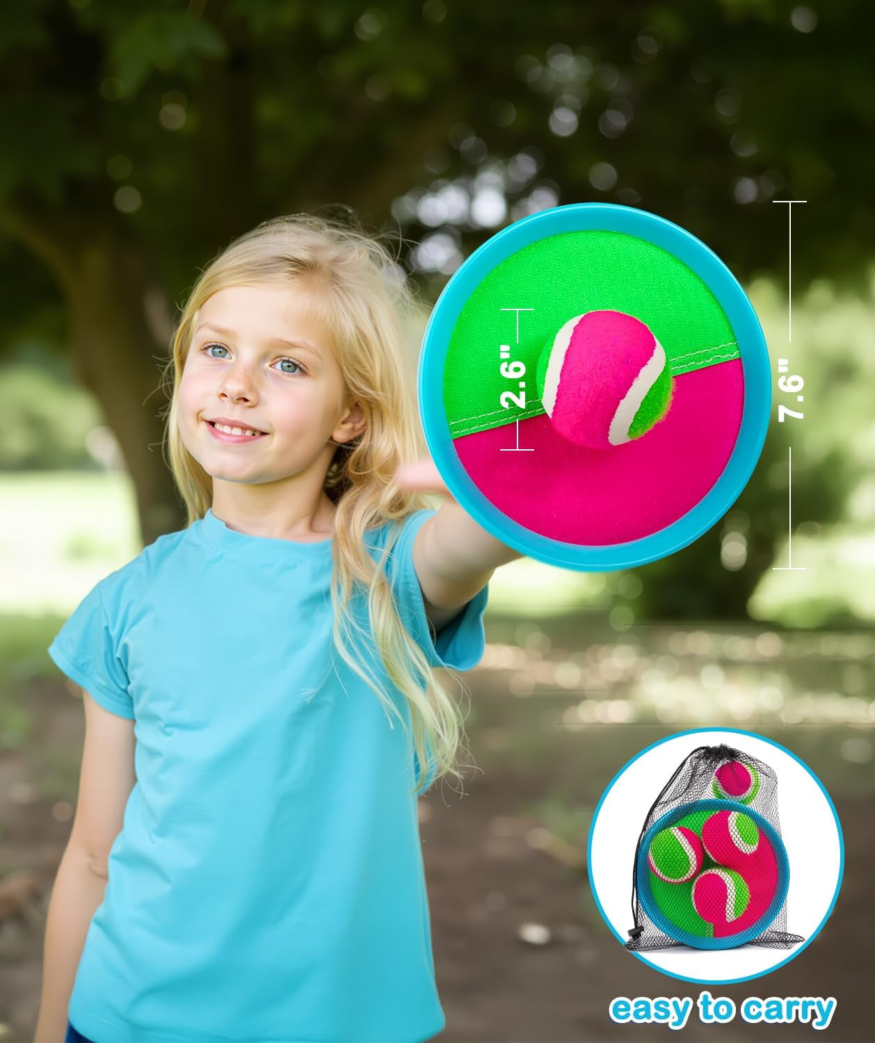 Toddler Toys for Ages 2-4 Toss and Catch Ball Set, Birthday Gift for 3 4 5 6 7 8 Year Old Boys Girls Toys, Classic Beach Pool Outdoor Yard Camping Games for Kids Toddler Family Ages 4-8 8-12