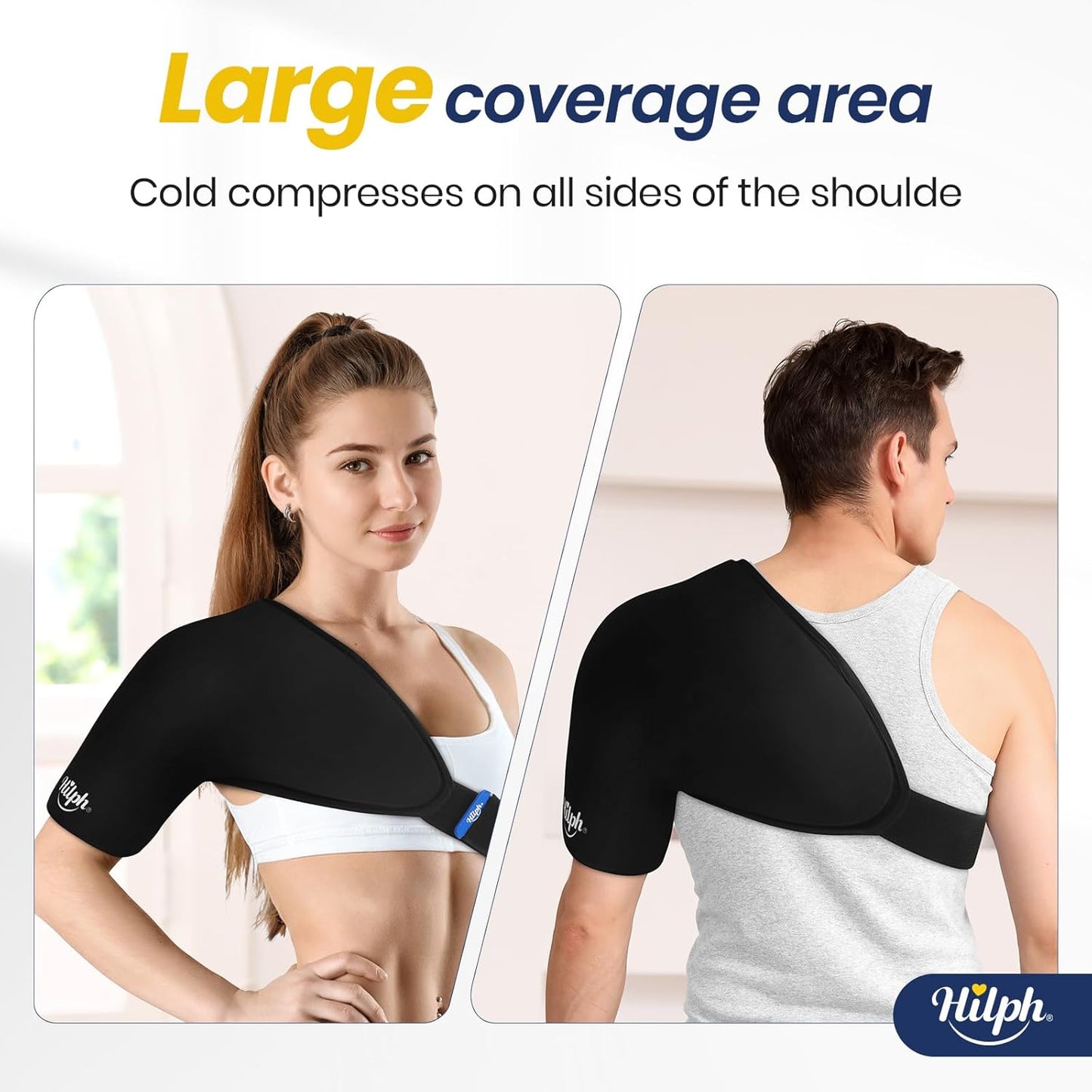 Shoulder Ice Pack Wrap for Rotator Cuff & Arm, Double-Layer Gel Shoulder Cold Therapy Wrap with Compression for Targeted Area, Easy to Put on & Take Off, Flexible Fit for Men & Women, Medium