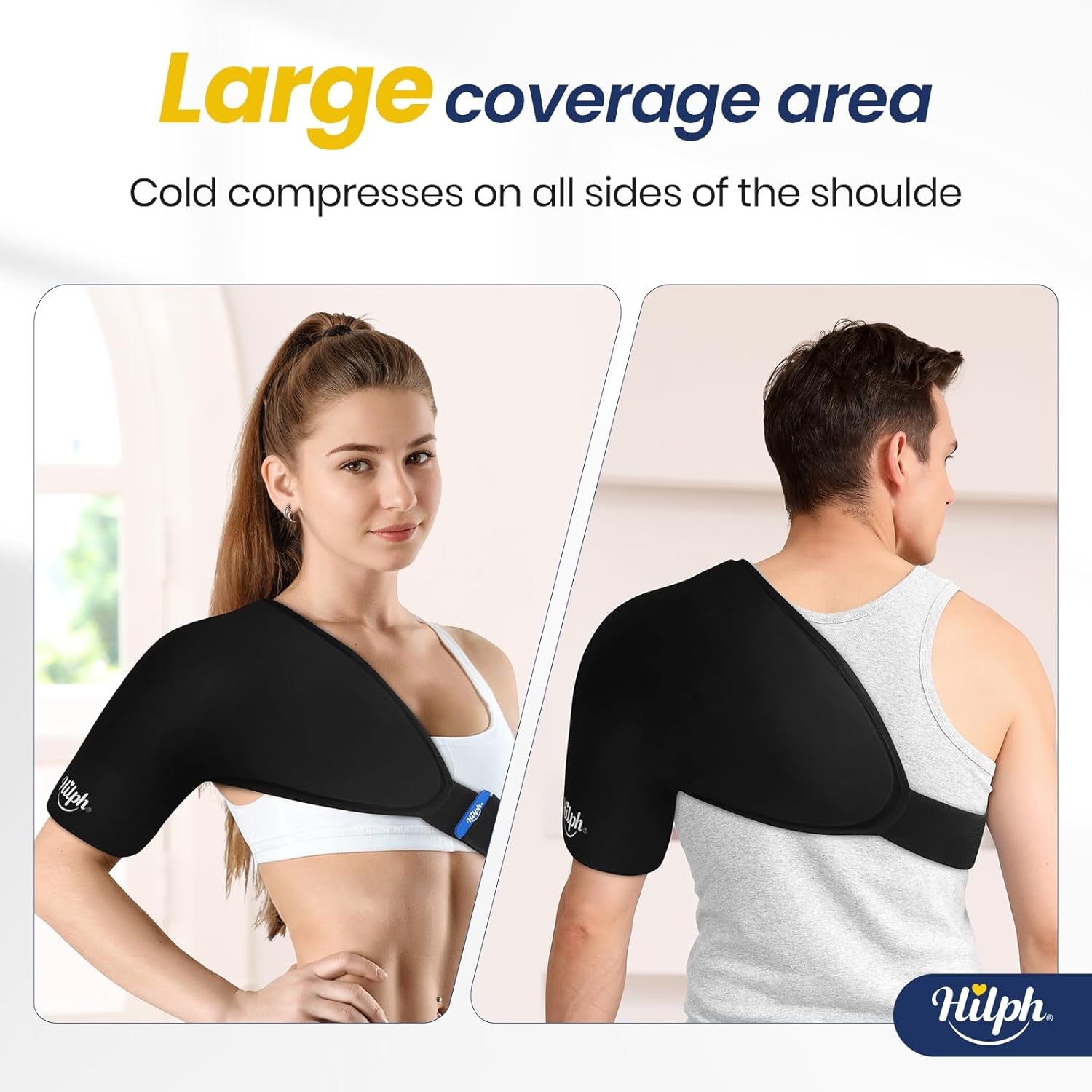 Shoulder Ice Pack Wrap for Rotator Cuff & Arm, Double-Layer Gel Shoulder Cold Therapy Wrap with Compression for Targeted Area, Easy to Put on & Take Off, Flexible Fit for Men & Women, Medium