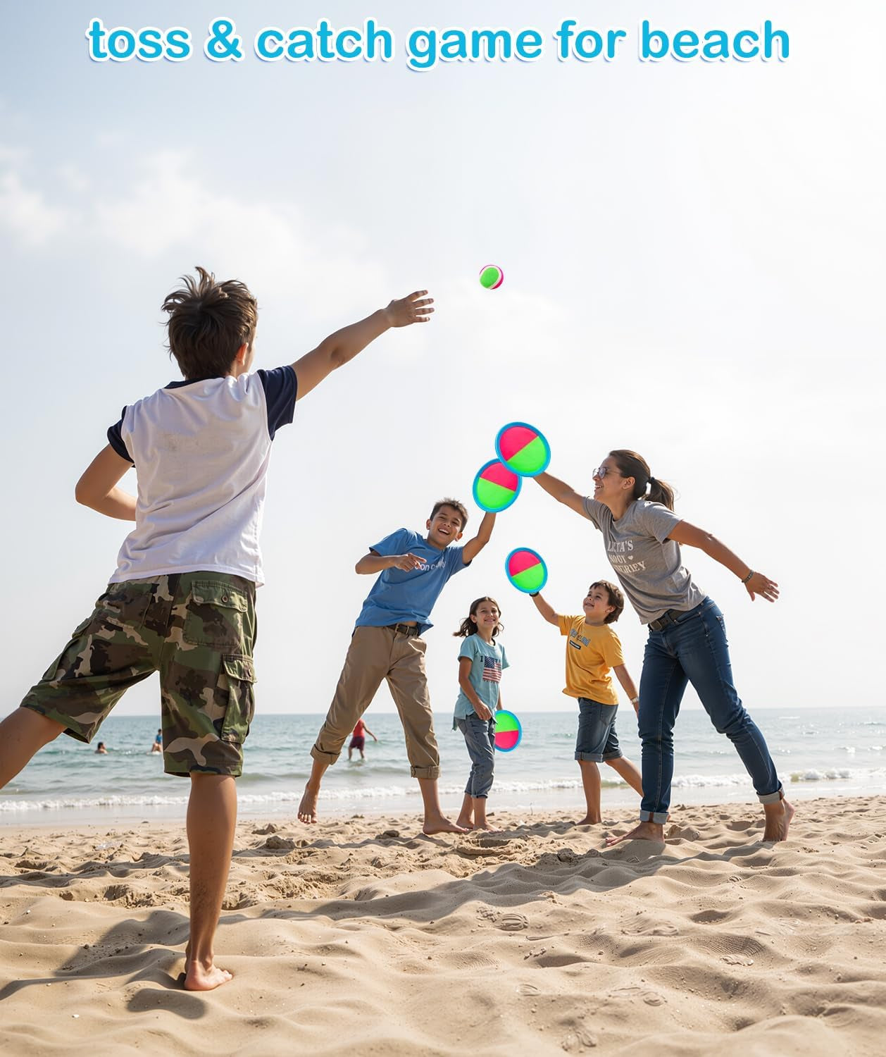 Toddler Toys for Ages 2-4 Toss and Catch Ball Set, Birthday Gift for 3 4 5 6 7 8 Year Old Boys Girls Toys, Classic Beach Pool Outdoor Yard Camping Games for Kids Toddler Family Ages 4-8 8-12
