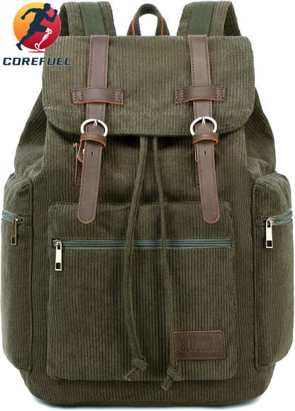 Bluboon Vintage Backpack Leather Trim Casual Bookbag Men Women Laptop Travel Rucksack
