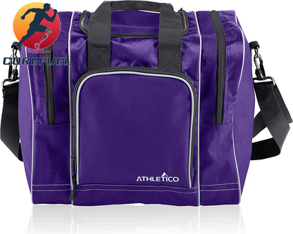 Athletico Bowling Bag for Single Ball - Single Ball Tote Bag with Padded Ball Holder - Fits a Single Pair of Bowling Shoes up to Mens Size 14
