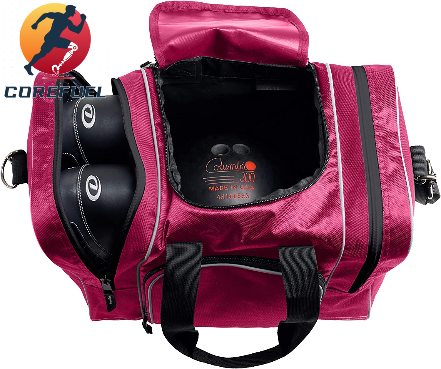 Athletico Bowling Bag for Single Ball - Single Ball Tote Bag with Padded Ball Holder - Fits a Single Pair of Bowling Shoes up to Mens Size 14