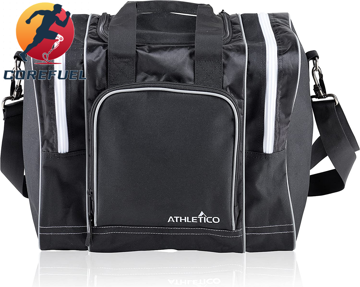 Athletico Bowling Bag for Single Ball - Single Ball Tote Bag with Padded Ball Holder - Fits a Single Pair of Bowling Shoes up to Mens Size 14