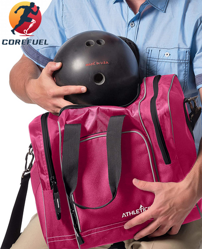 Athletico Bowling Bag for Single Ball - Single Ball Tote Bag with Padded Ball Holder - Fits a Single Pair of Bowling Shoes up to Mens Size 14