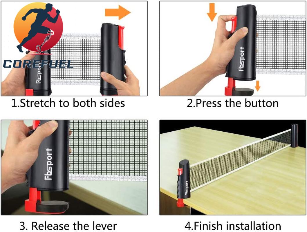 FBSPORT Ping Pong Paddle Set, Portable Table Tennis Set with Retractable Net,Rackets,Balls and Carry Bag for Indoor/Outdoor Games