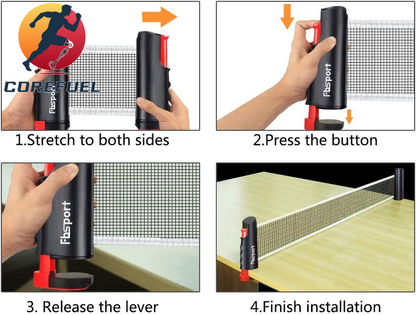 FBSPORT Ping Pong Paddle Set, Portable Table Tennis Set with Retractable Net,Rackets,Balls and Carry Bag for Indoor/Outdoor Games