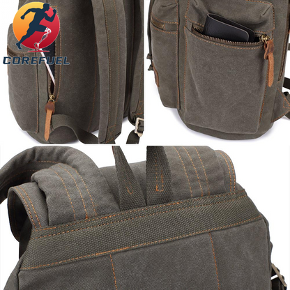 Bluboon Vintage Backpack Leather Trim Casual Bookbag Men Women Laptop Travel Rucksack