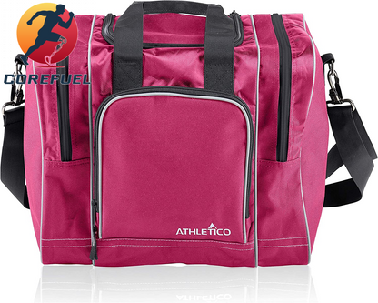 Athletico Bowling Bag for Single Ball - Single Ball Tote Bag with Padded Ball Holder - Fits a Single Pair of Bowling Shoes up to Mens Size 14