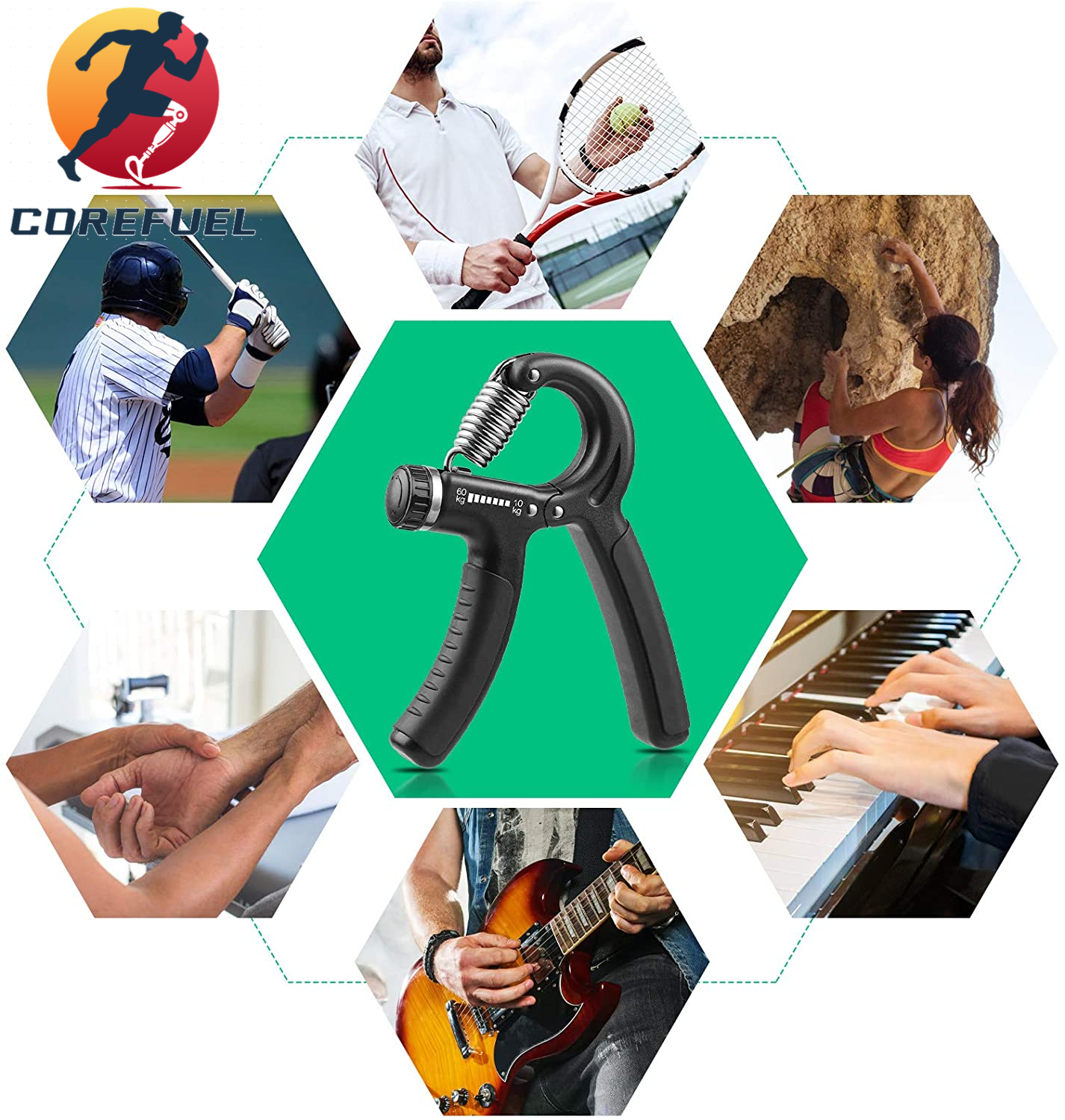 NIYIKOW Grip Strength Trainer, Hand Grip Strengthener, Adjustable Resistance 22-132Lbs (10-60Kg), Forearm Strengthener, Perfect for Musicians Athletes