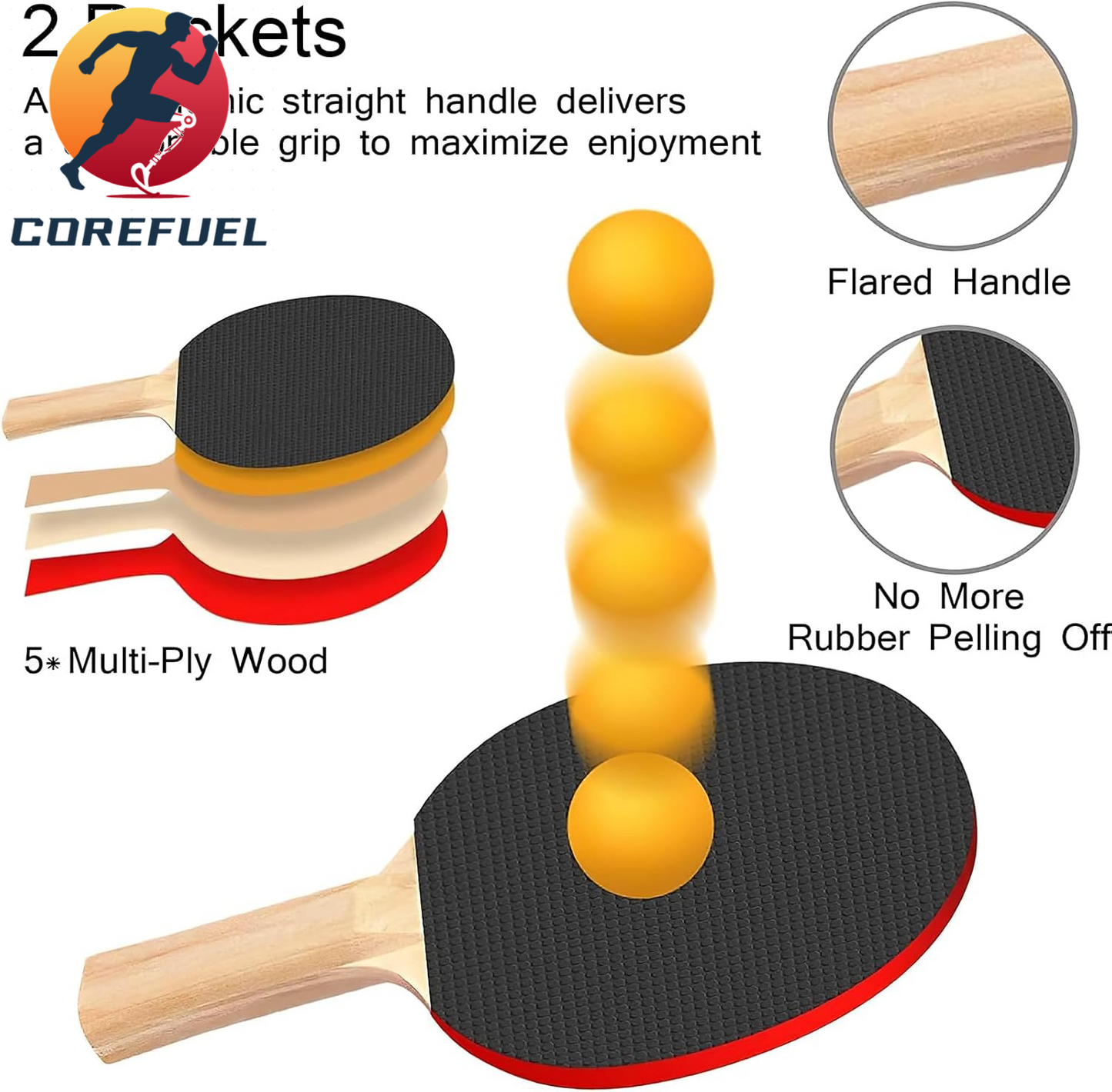 FBSPORT Ping Pong Paddle Set, Portable Table Tennis Set with Retractable Net,Rackets,Balls and Carry Bag for Indoor/Outdoor Games