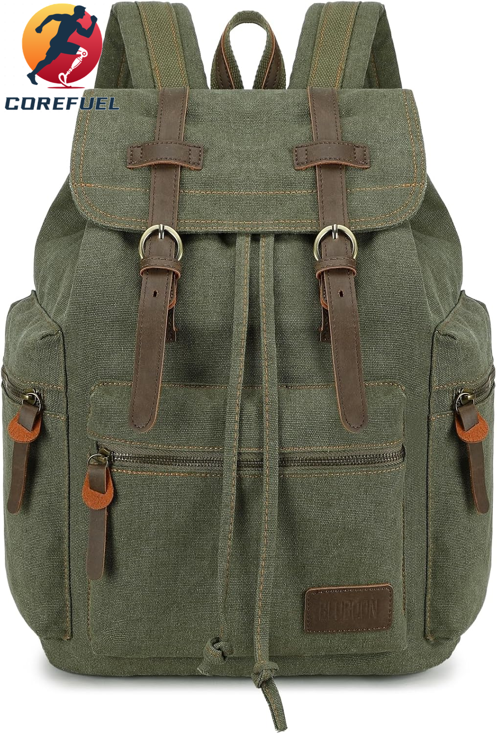 Bluboon Vintage Backpack Leather Trim Casual Bookbag Men Women Laptop Travel Rucksack