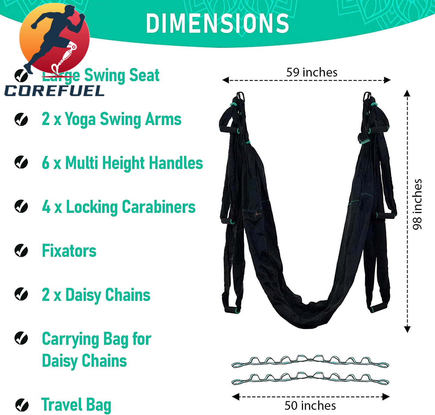 Premium Aerial Hammock anti Gravity Yoga Swing Kit - Acrobat Flying Sling Set for Indoor and Outdoor Inversion Therapy
