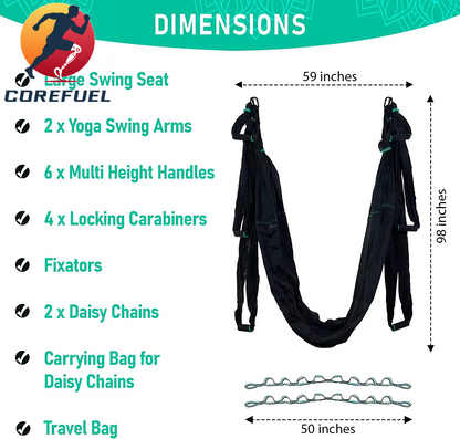 Premium Aerial Hammock anti Gravity Yoga Swing Kit - Acrobat Flying Sling Set for Indoor and Outdoor Inversion Therapy