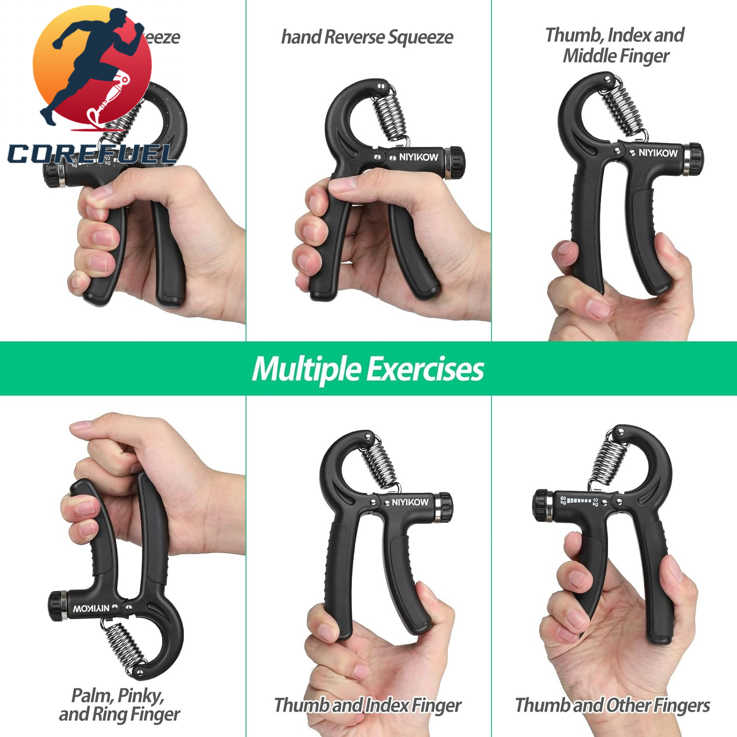 NIYIKOW Grip Strength Trainer, Hand Grip Strengthener, Adjustable Resistance 22-132Lbs (10-60Kg), Forearm Strengthener, Perfect for Musicians Athletes