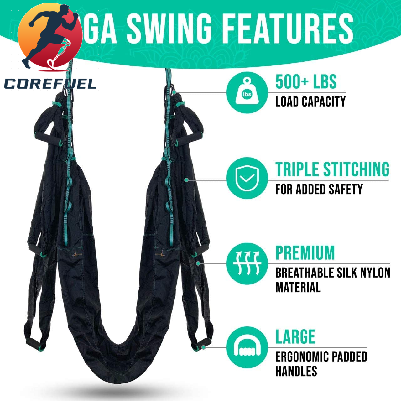 Premium Aerial Hammock anti Gravity Yoga Swing Kit - Acrobat Flying Sling Set for Indoor and Outdoor Inversion Therapy