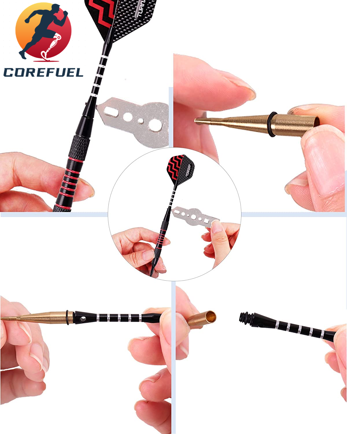 Turnart Darts Plastic Tip - Professional Soft Tip Darts Set for Electronic Dartboard 9 Pcs 18 Grams with 50 Extra Tips 9 Shafts 27 Flights Tool Kit Flight Protectors and Gift Darts Case