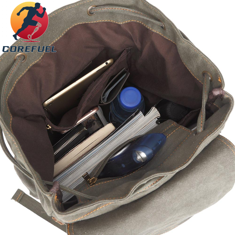 Bluboon Vintage Backpack Leather Trim Casual Bookbag Men Women Laptop Travel Rucksack